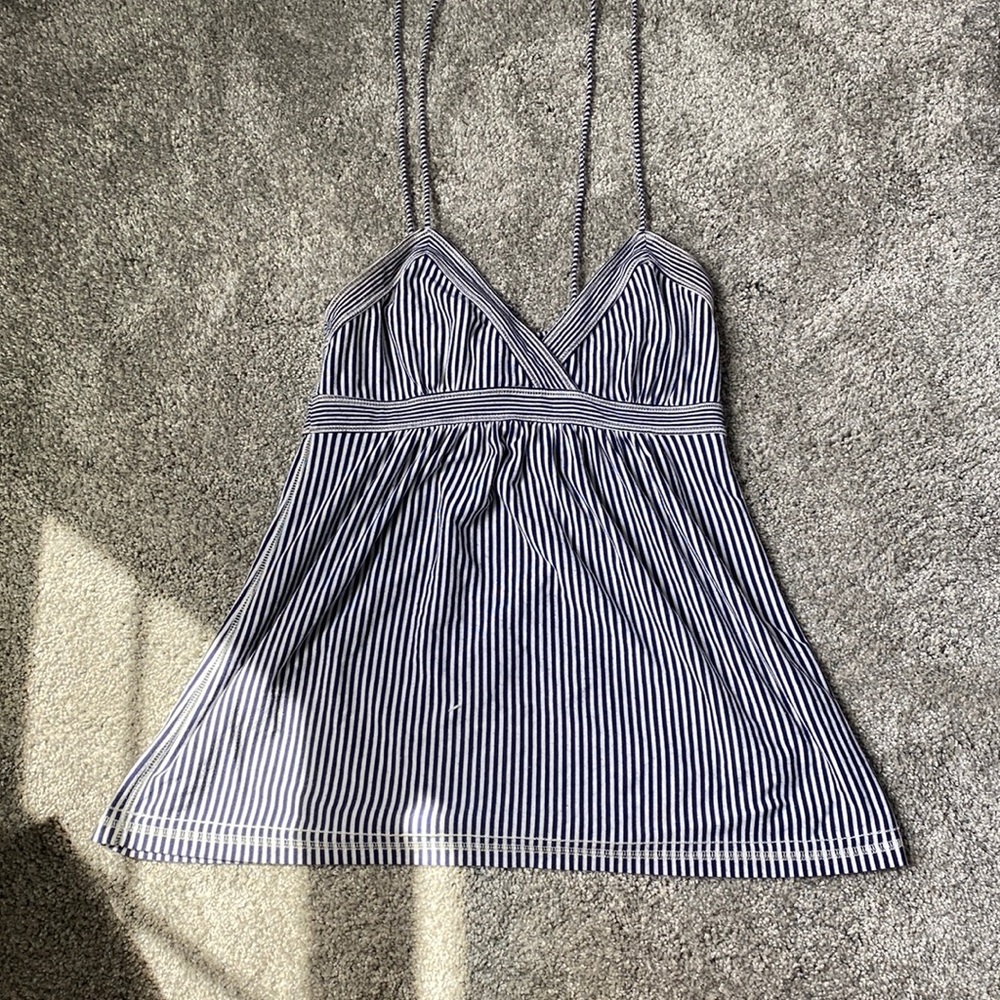 Blue and white striped American eagle tank top